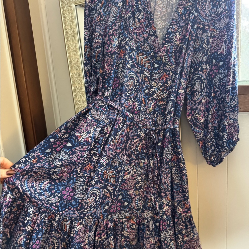 Sonoma Navy Floral Long Sleeve Dress - Picture 2 of 5
